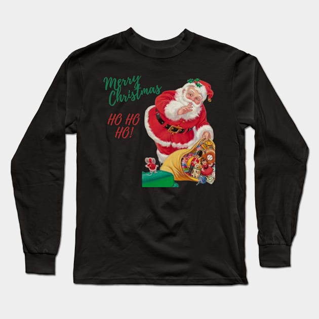 retro vintage pink santa claus Long Sleeve T-Shirt by Fanu2612